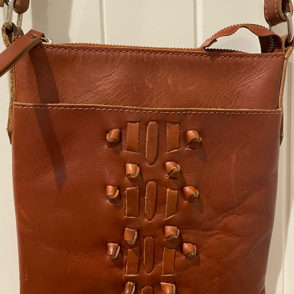 Noonday Collection Tan Leather Crossbody Bag